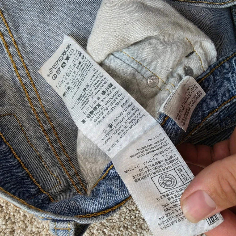 Levis Western Fit Jeans Mens 36x30 Light Wash Blue Denim A0052-0005 Outdoor
